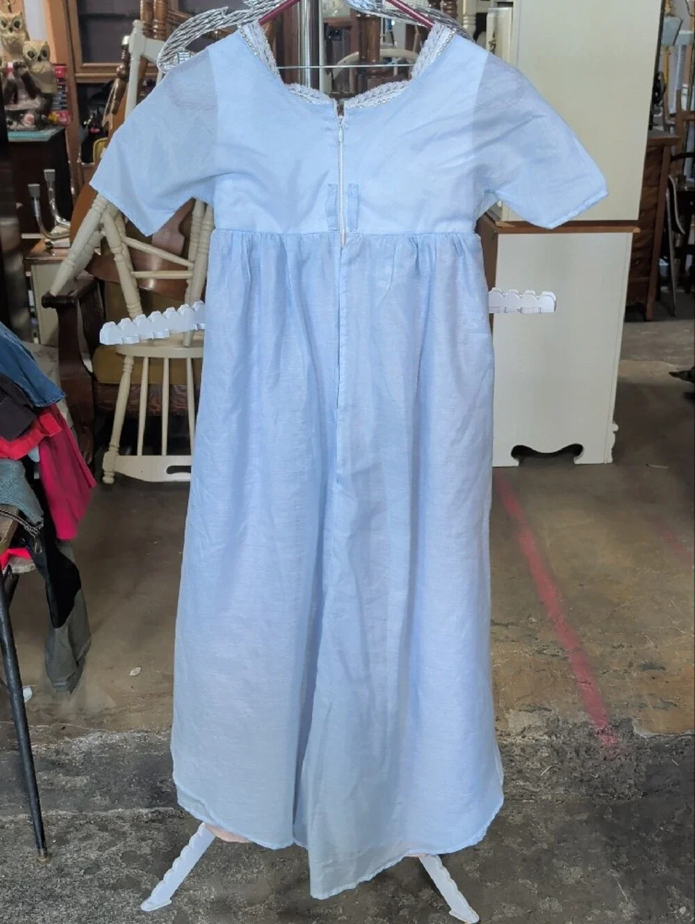 Vintage Kids Regency Dress Gown Handmade Blue Bridgerton Flower Girl Tea Party